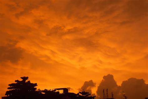 Free Picture Dusk Sky Orange Color Atmosphere Sky Meteorology Sunset