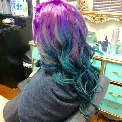 Purple To Tealish Blue Ombre Hair Color Hair Colors Ideas