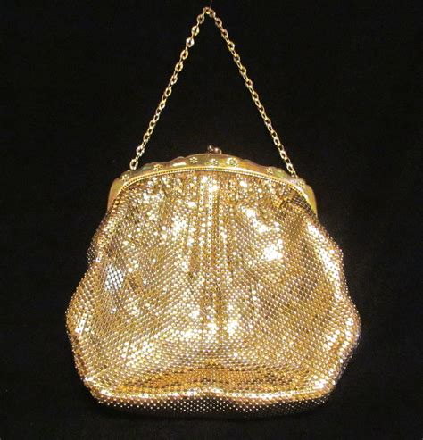 Whiting Davis Gold Mesh Formal Purse 1940s Evening Bag Unused Wonderful