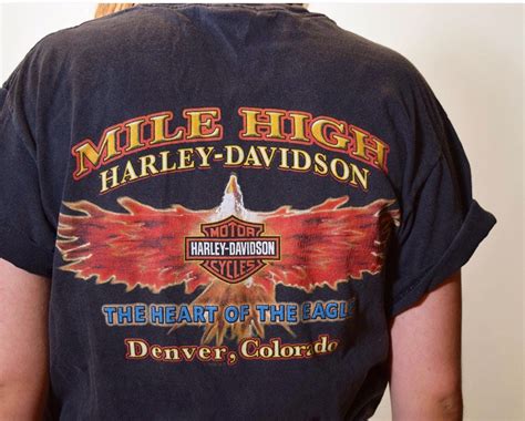 Authentic Vintage Harley Davidson Mile High Denver Colorado Graphic