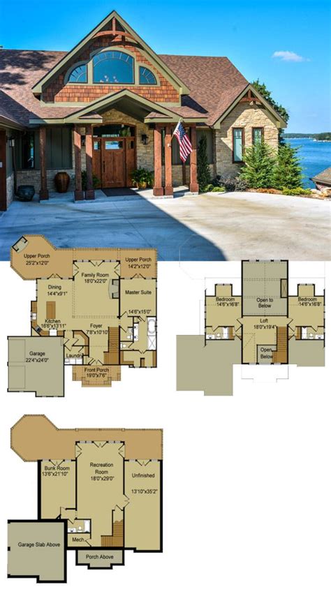 Lake house plans are typically designed to maximize views off the back of the home. Rustic Mountain House Floor Plan with Walkout Basement ...