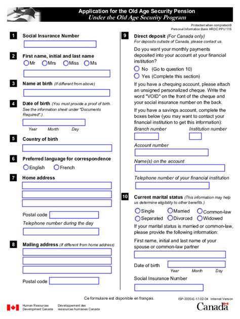 Old Age Security Application Fill Online Printable Fillable Blank