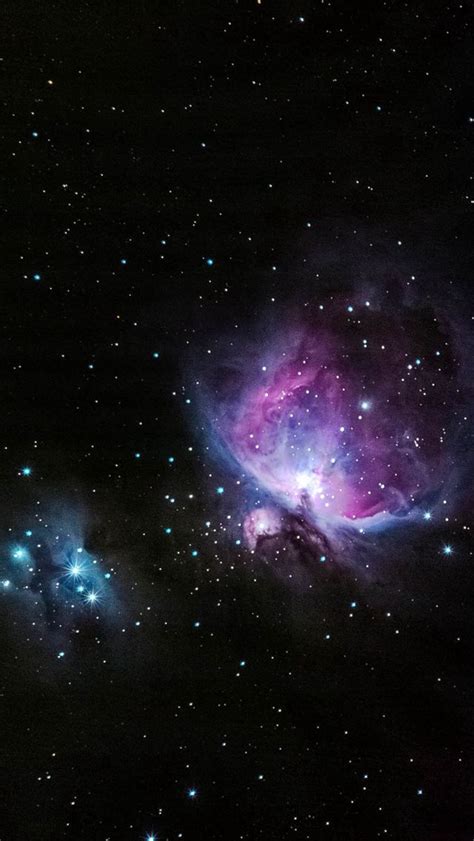 Blue And Pink Nebula Shiny In Outer Space Iphone Se Free Download