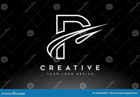 Creative P Letter Logo Design With Swoosh Icon Vector Stock Vector