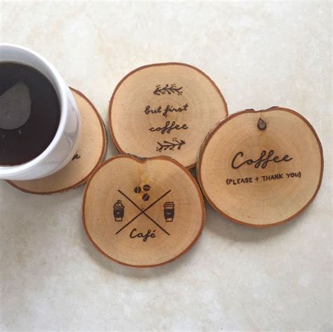 Coffee Lovers Wood Burned Coasters The Colibri Project Wood