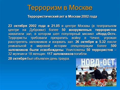 Юрий хованский в россии задержали популярного видеоблогера юрия хованского за песню о теракте в театральном центре норд ост. Презентация на тему: "1 Терроризм- угроза обществу. Цели ...