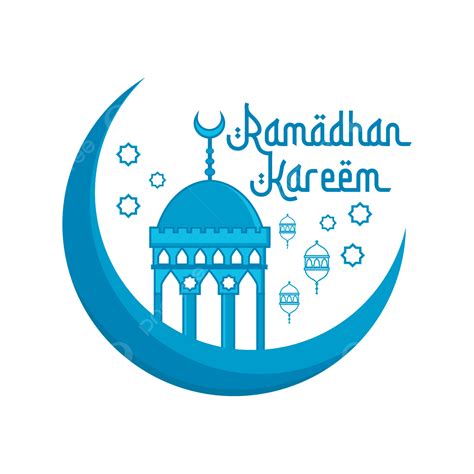 Gambar Ilustrasi Ramadhan Kareem Dengan Konsep Bulan Dan Masjid