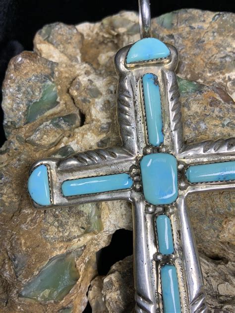 Largest Vintage Zuni Lupe Iule Sterling Silver Turquoise