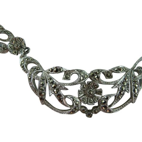 Dainty Vintage Marcasite Necklace from hiptobeold on Ruby Lane