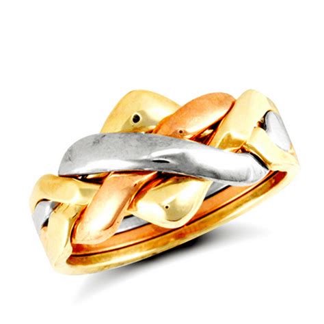 9ct Multi Colour Gold 4 Piece Puzzle Ring Jewellery From Hillier