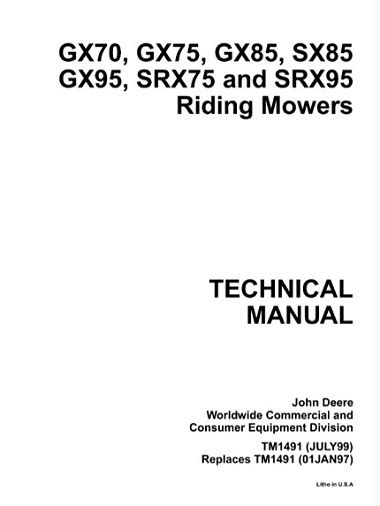 John Deere Gx70 Gx75 Gx85 Sx85 Gx95 Srx75 Srx95 Riding Mowers