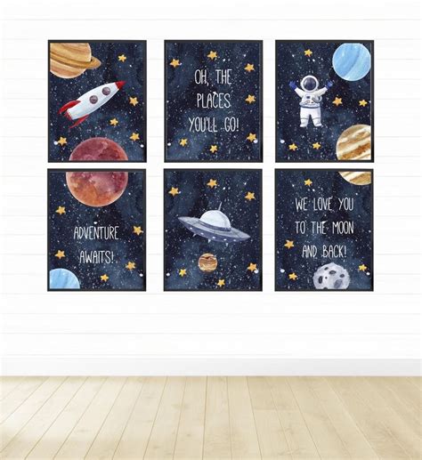 Space Themed Nursery Wall Art Digital Download Outer Space Etsy