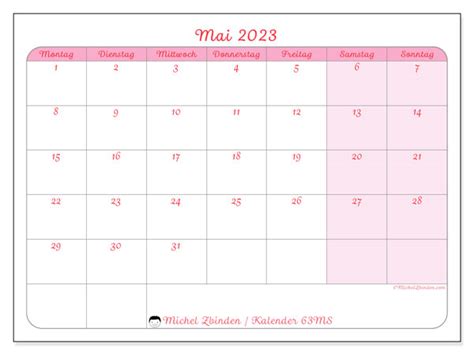 Kalender Mai 2023 Zum Ausdrucken “63ms” Michel Zbinden Be