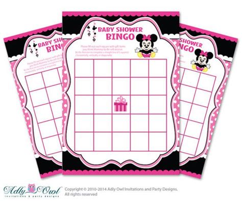 Check spelling or type a new query. Black Pink Minnie Mouse Bingo Game Printable Card for Baby Girl Shower DIY grey, Black Pink ...