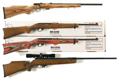 Four Rifles A Savage Model 93r17 Bolt Action Rifle B Ruger Model 10