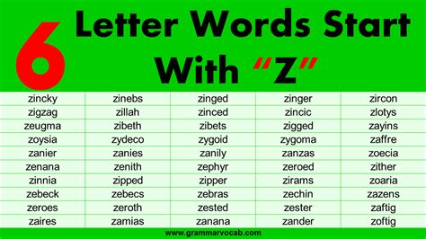 6 Letter Words Starting With Z Grammarvocab