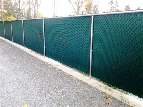 Chain Link Fence With Green Slating Chain Link Fence Fence Outdoor