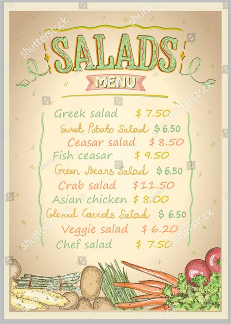 Delightful Salad Bar Menu 14 Free Templates In Psd Ai