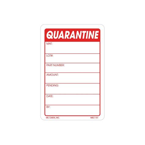 Quarantine Labels 1 Inch X 2 Inch 1000 Per Roll Tillescenter Safety