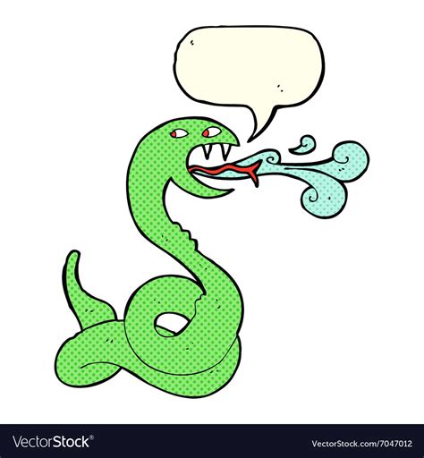 Cartoon Hissing Snake With Speech Bubble Vector Image