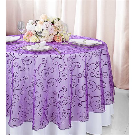 Wedding Linens Inc 90 Round Embroidered Organza Table Overlay Toppers