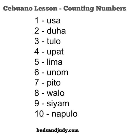 Cebuano101 How To Count Numbers In Bisaya Or Cebuano