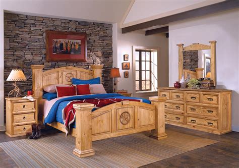 Lacks Texas Rustic 4 Pc Queen Bedroom Set Pine Bedroom Furniture