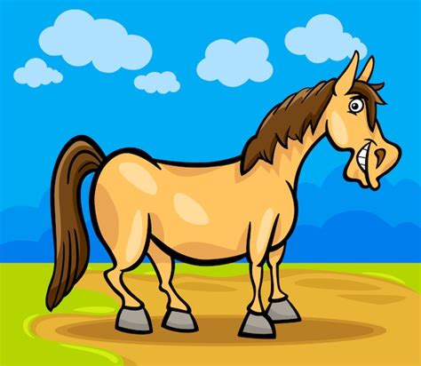 Premium Vector Horse Farm Animal Cartoon Illustration