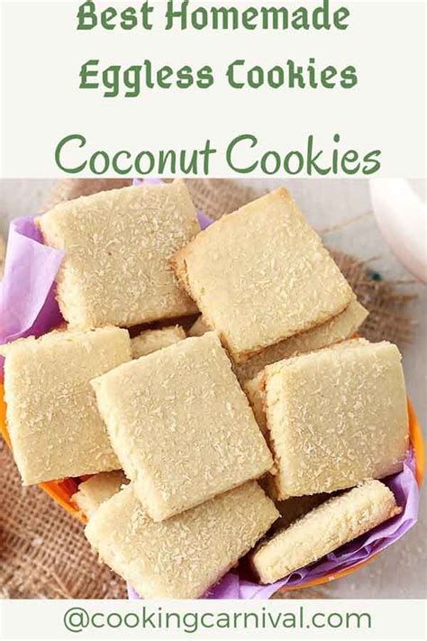 Eggless Coconut Cookies How To Make Egg Less Cookies Recipe Video