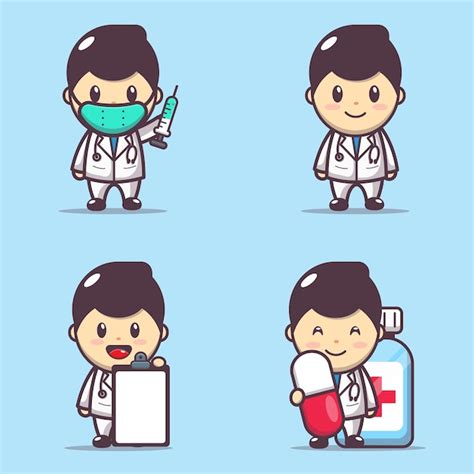 Premium Vector Illustration Character Of Cute Doctor Set