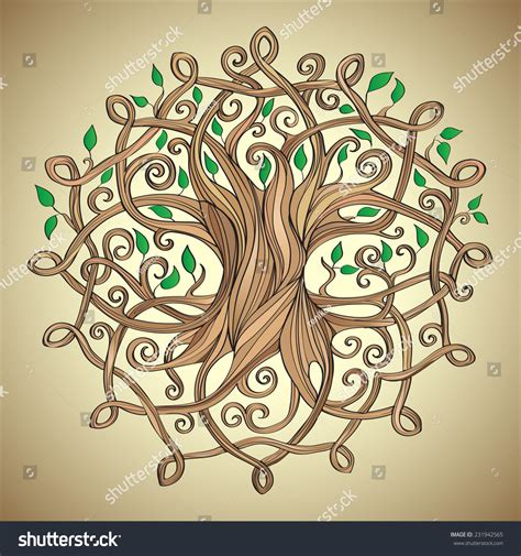 Amazing Tree Life Celtic Pattern Leaves Stock Vector