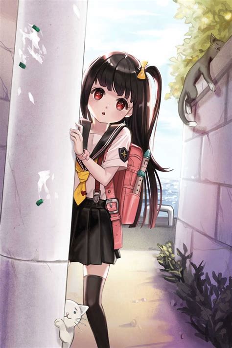 Anime Girl Cute Beautiful Long Hair School Uniform Cats Wallpapers Hd Desktop And