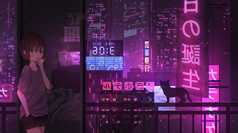 2560x1440 Anime Girl City Night Neon Cyberpunk 4k 1440p