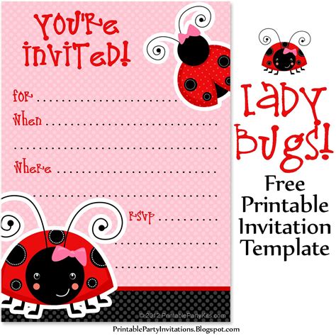 Free Printable Party Invitations Free Ladybug Invite Template