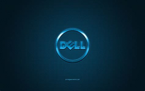 Dell Round Logo Blue Carbon Background Dell Blue Metal Logo Dell