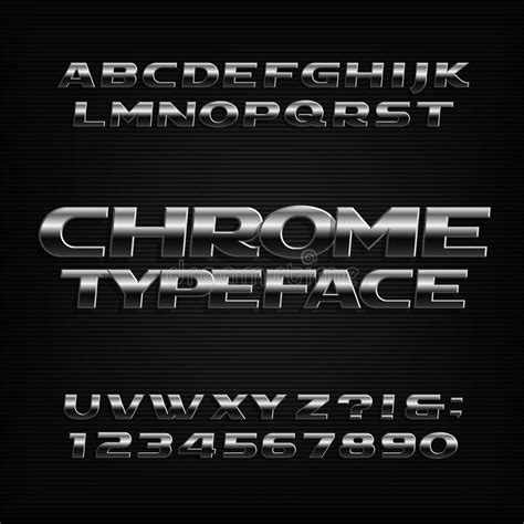 Chrome Alphabet Font Chrome Effect Letters And Numbers On Dark