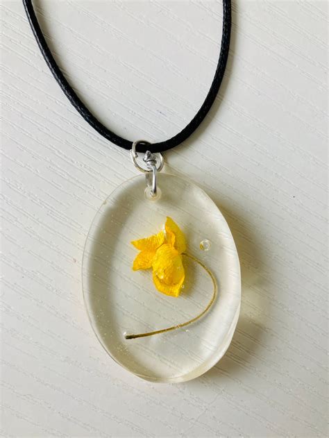 Handmade Real Buttercup Pendant Necklace Real Buttercup In Etsy