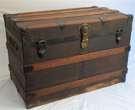 1900s Antique Steamer Trunk Large Turn Of The Century Canvas Etsy