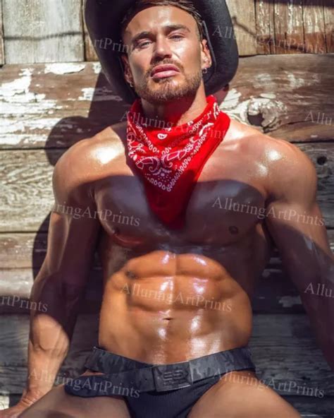 Male Model Print Muscular Handsome Beefcake Shirtless Hunk Hot Man