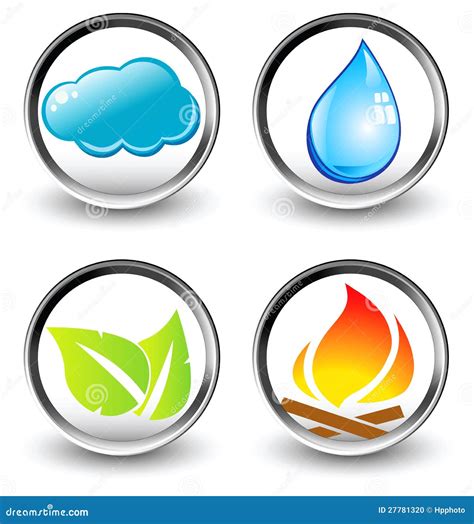 Vector Symbols Of Four Elements Of Nature Stock Vector Illustration