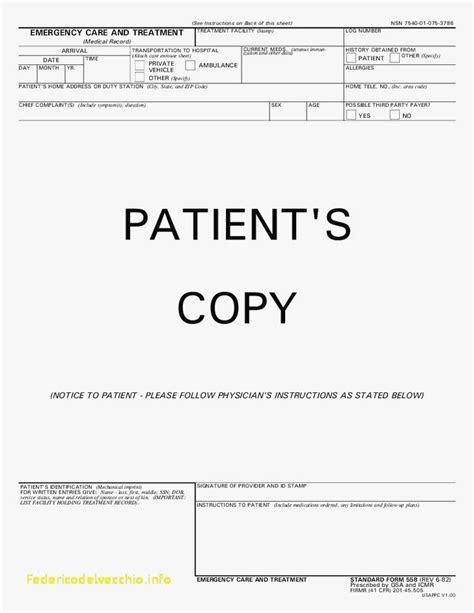 Emergency Room Release Papers Great Professionally Designed Templates