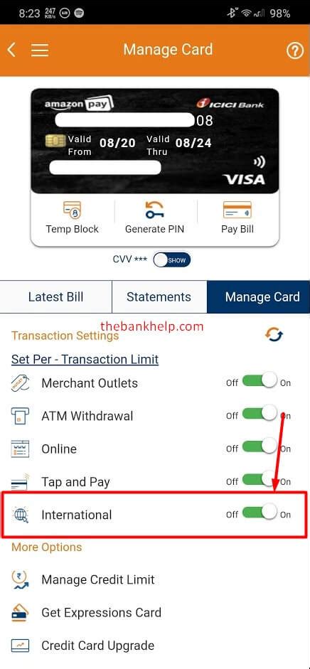 Flexible payment options for icici credit card however, all the icici credit card users need to pay their credit card bills on or before the due date. How to enable international transaction on ICICI credit card