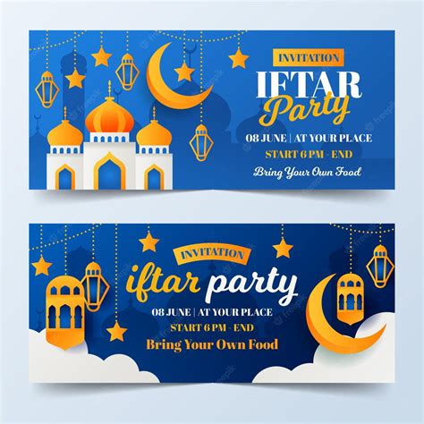 Free Vector Flat Iftar Banners Set