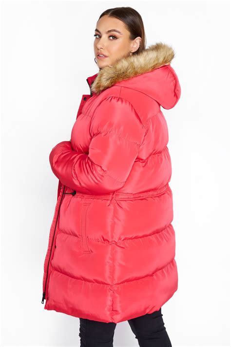 Pink Longline Padded Coat Yours Clothing