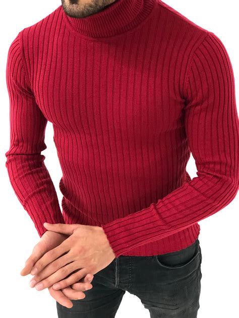 Buy Red Slim Fit Turtleneck Sweater By With Free Shipping