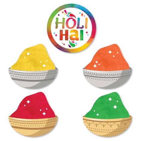 Holi Hai Diy Shaped Festival Of Colors Party Cut Outs 24 Count By