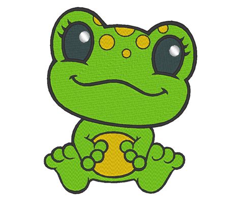 Cute Frog Embroidery Machine Design Etsy