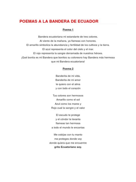 Poemas A La Bandera De Ecuador Amor
