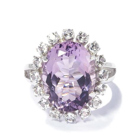 Rose De France Amethyst Ring With White Topaz In Sterling Silver 10