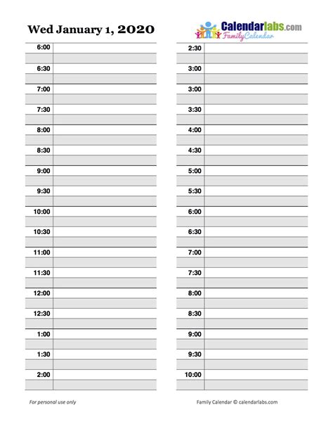 2020 Daily Planner Template Free Printable Templates
